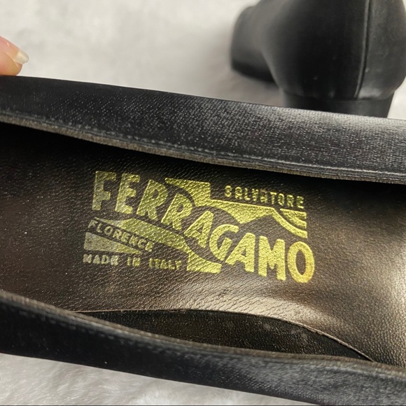 Salvatore Ferragamo Black Shinny Diamond Heels - Picture 11 of 12